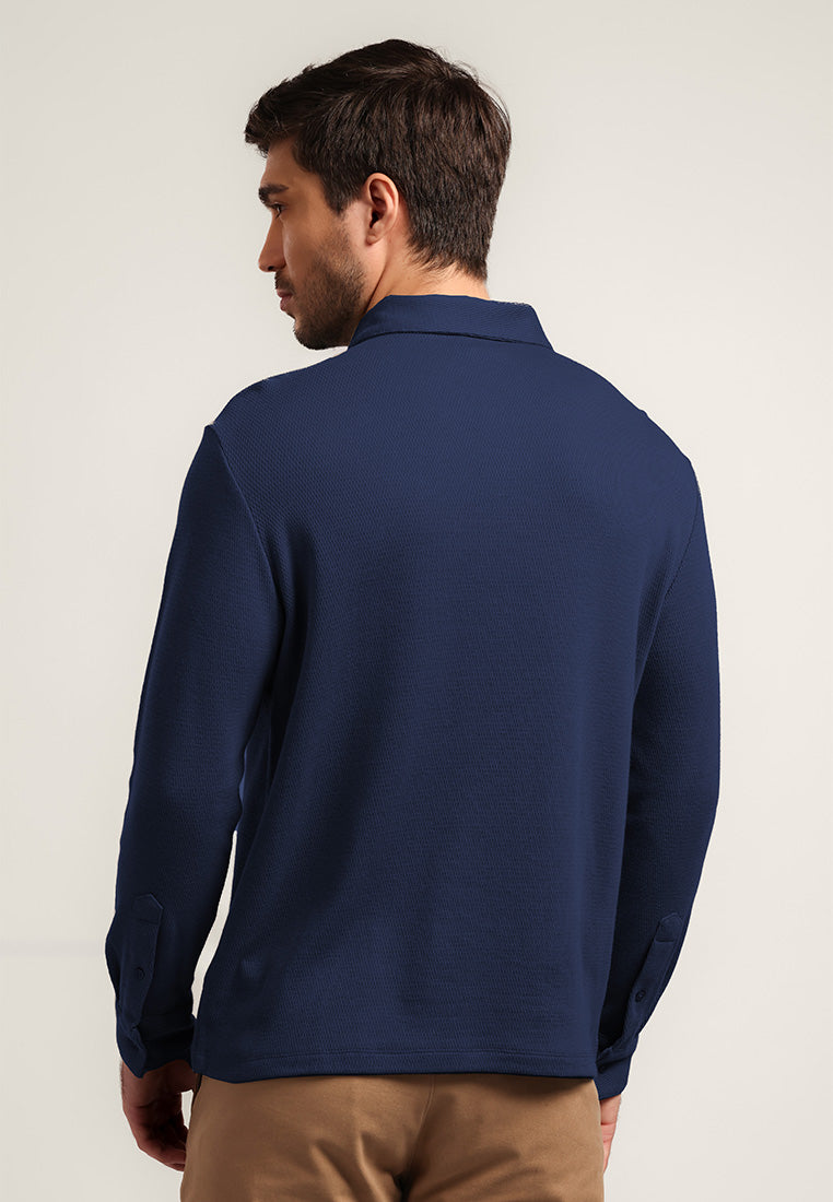 MOC - Kaos Polo Polos Pria Lengan Panjang Carlos - Navy