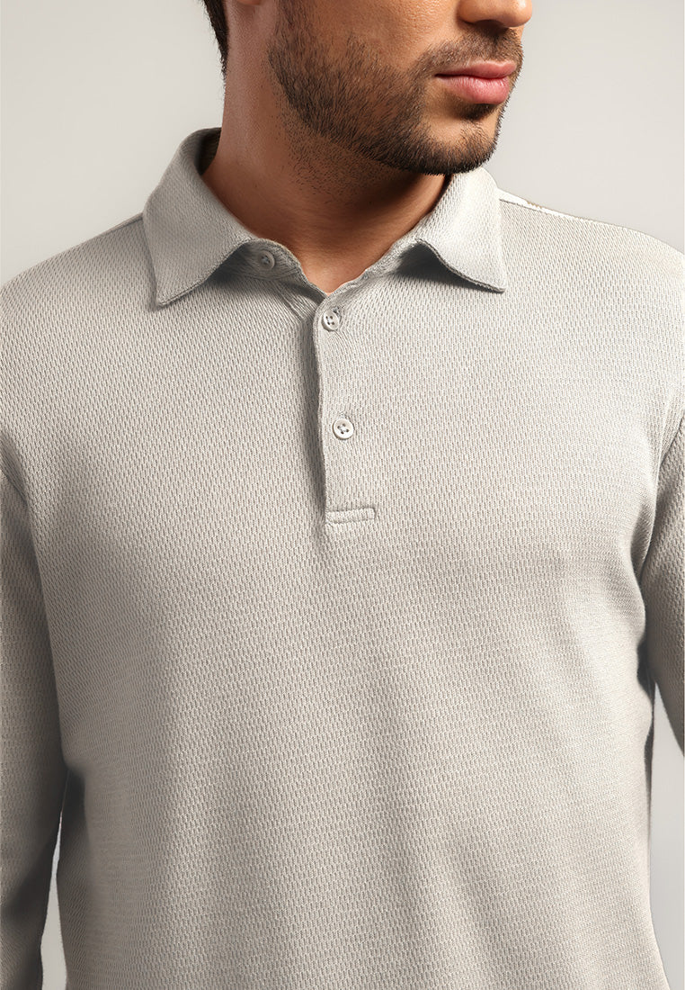 MOC - Kaos Polo Polos Pria Lengan Panjang Carlos - White