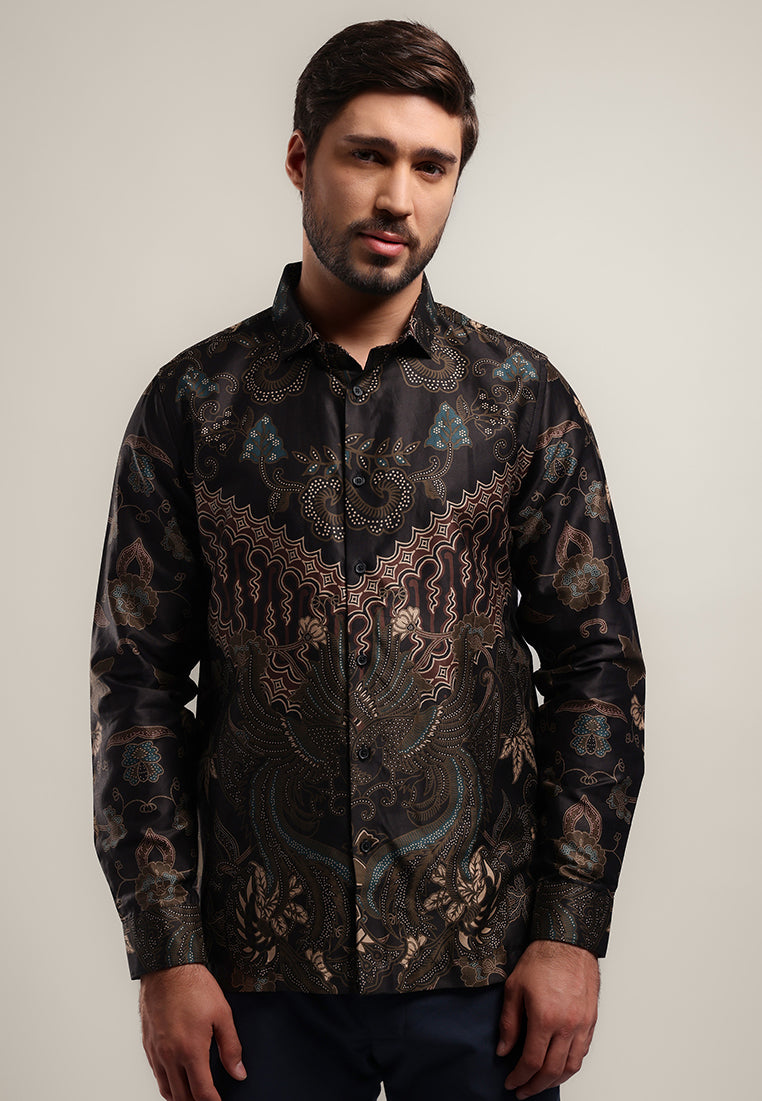 MOC Kemeja Batik Lengan Panjang Pria CHANDAN - BLACK