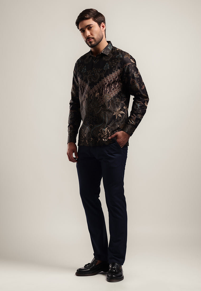 MOC Kemeja Batik Lengan Panjang Pria CHANDAN - BLACK