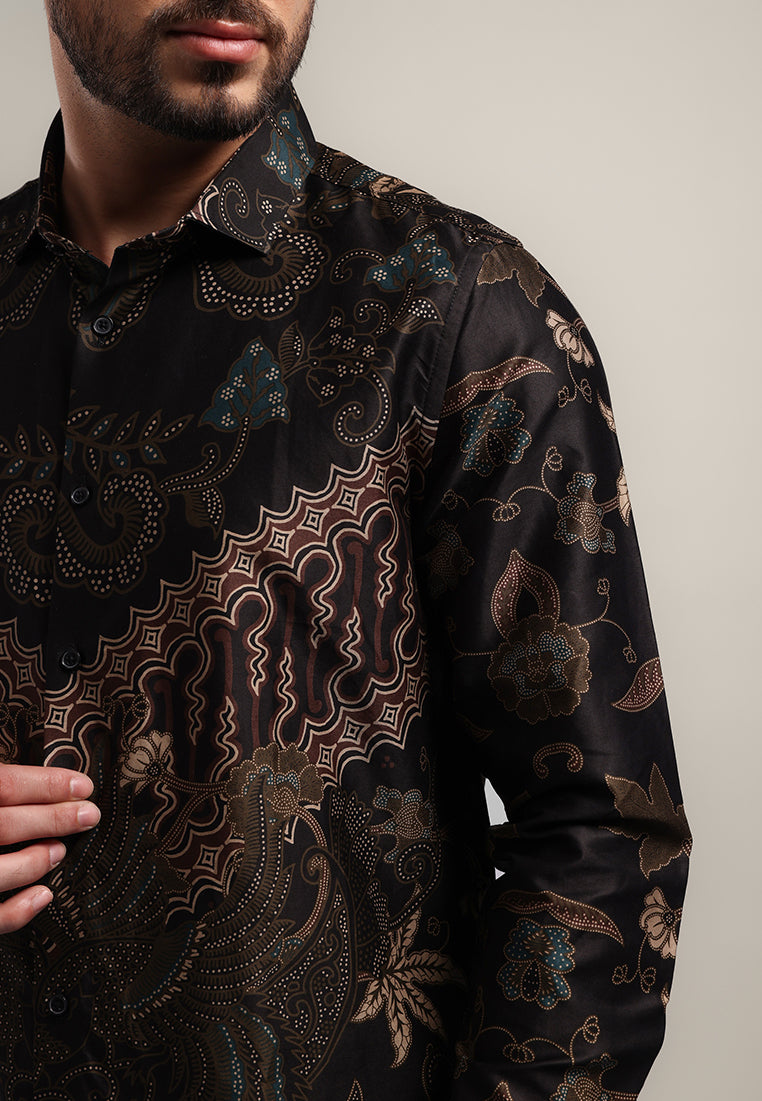 MOC Kemeja Batik Lengan Panjang Pria CHANDAN - BLACK