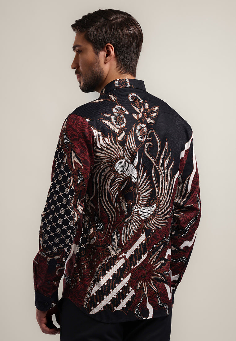 MOC Kemeja Batik Lengan Panjang Pria DANINDRA - MAROON