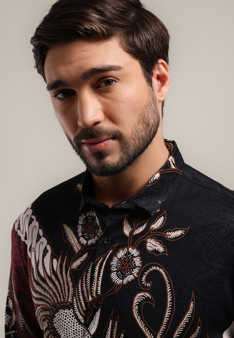 MOC Kemeja Batik Lengan Panjang Pria DANINDRA - MAROON