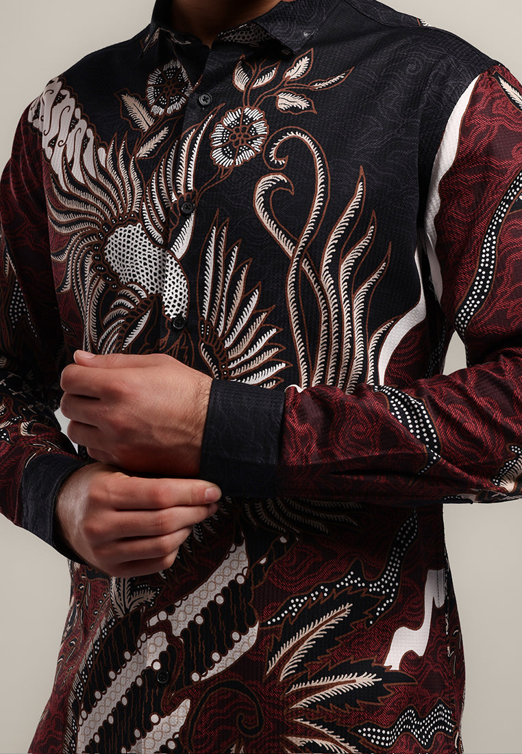 MOC Kemeja Batik Lengan Panjang Pria DANINDRA - MAROON