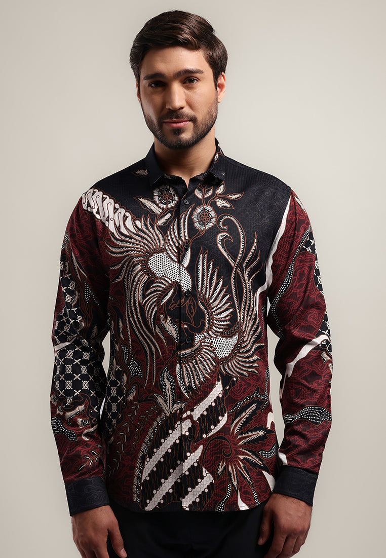 MOC Kemeja Batik Lengan Panjang Pria DANINDRA - MAROON