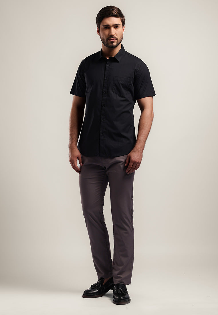 MOC Kemeja Lengan Pendek Pria PEDRIC - BLACK