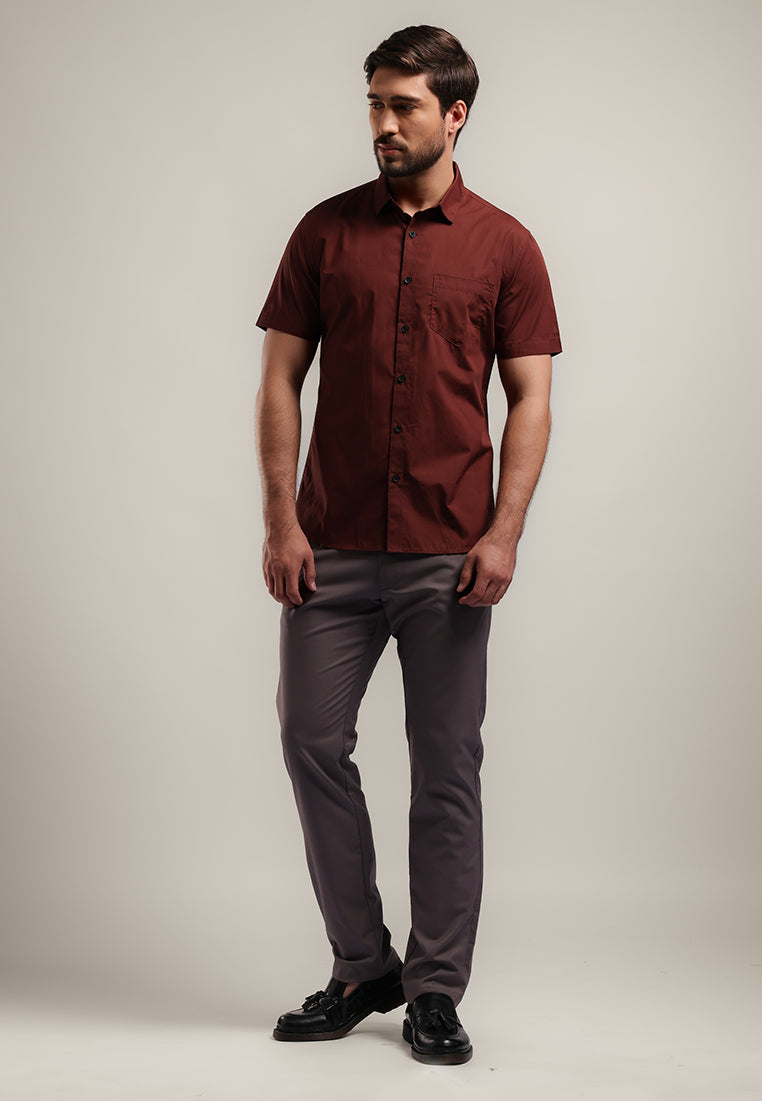 MOC Kemeja Lengan Pendek Pria PEDRIC - MAROON
