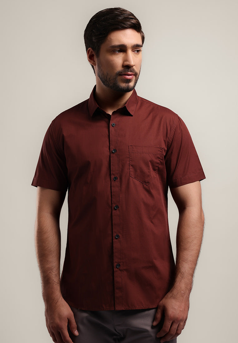 MOC Kemeja Lengan Pendek Pria PEDRIC-MAROON