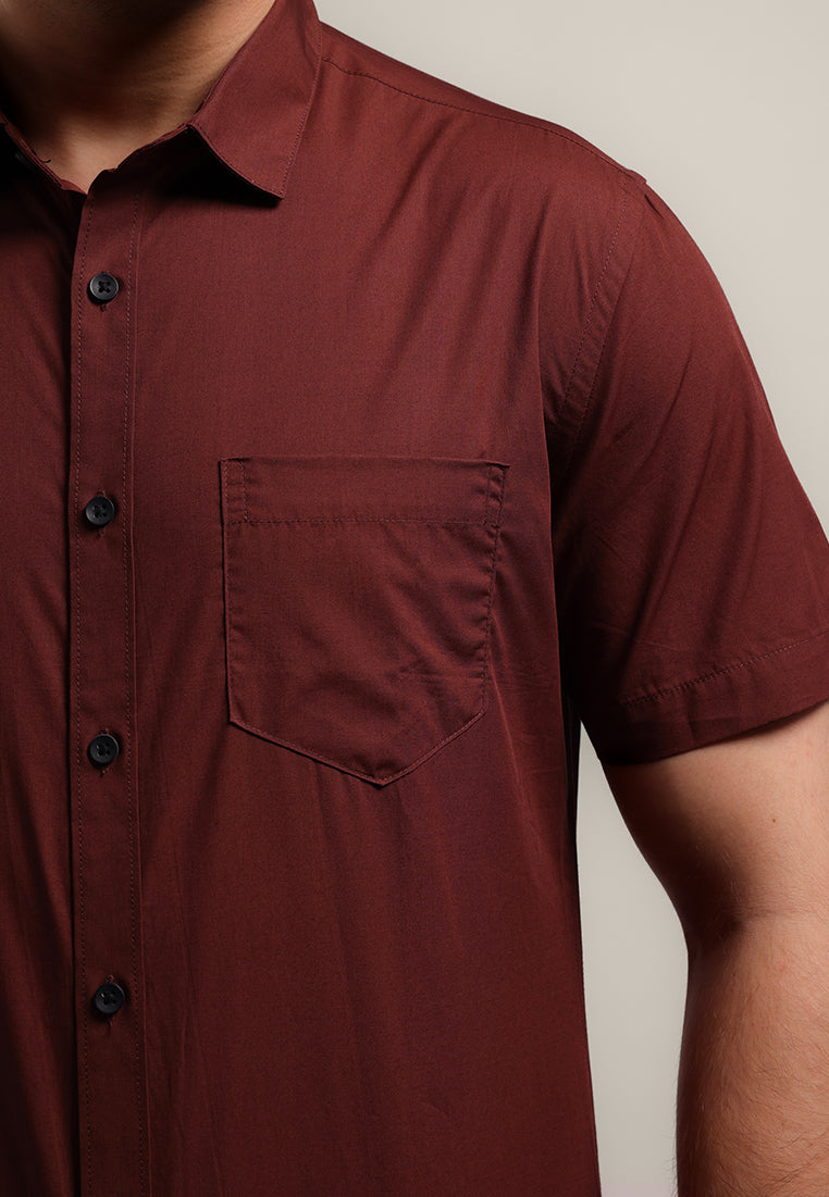 MOC Kemeja Lengan Pendek Pria PEDRIC-MAROON