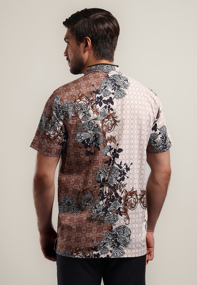 MOC Kemeja Koko Lengan Pendek Pria Modern Fit SCAFO - BEIGE