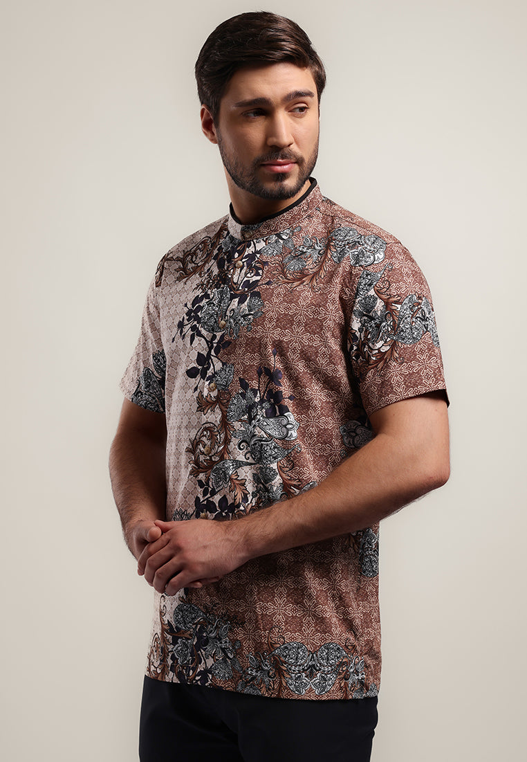 MOC Kemeja Koko Lengan Pendek Pria Modern Fit SCAFO - BEIGE