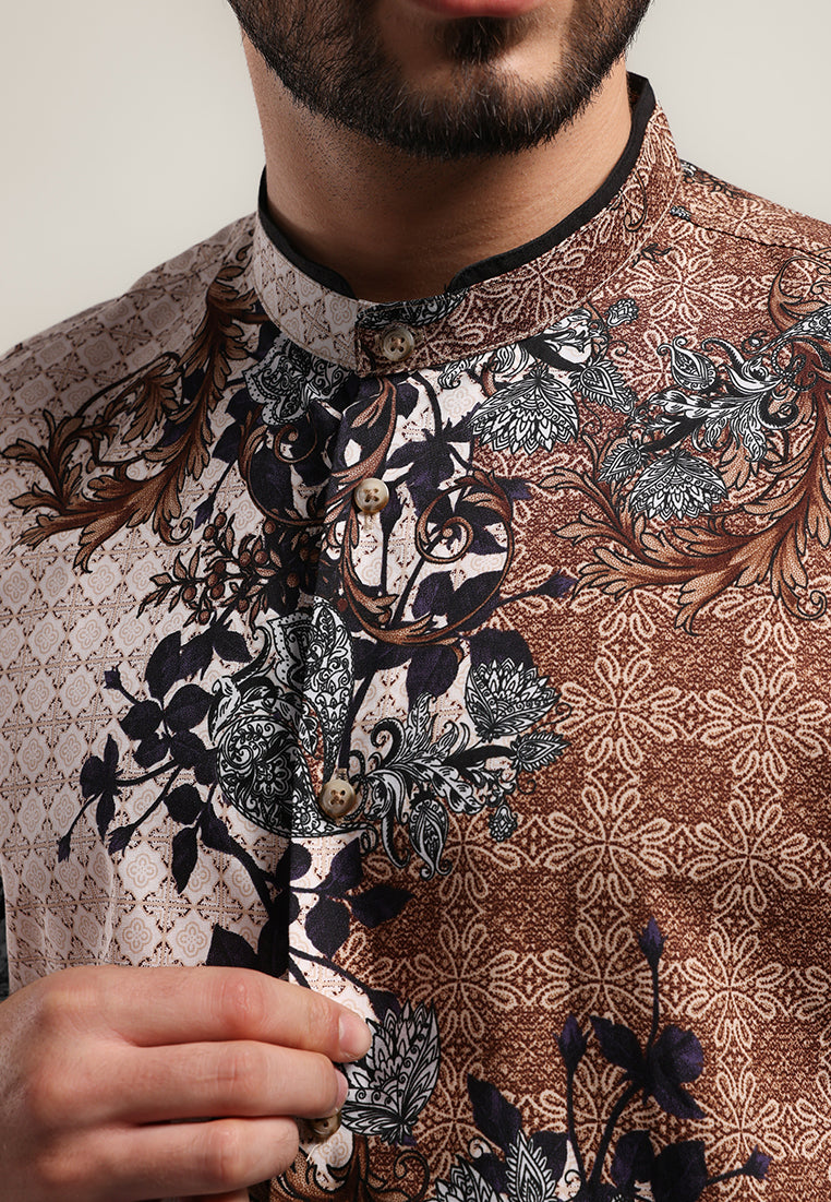 MOC Kemeja Koko Lengan Pendek Pria Modern Fit SCAFO - BEIGE