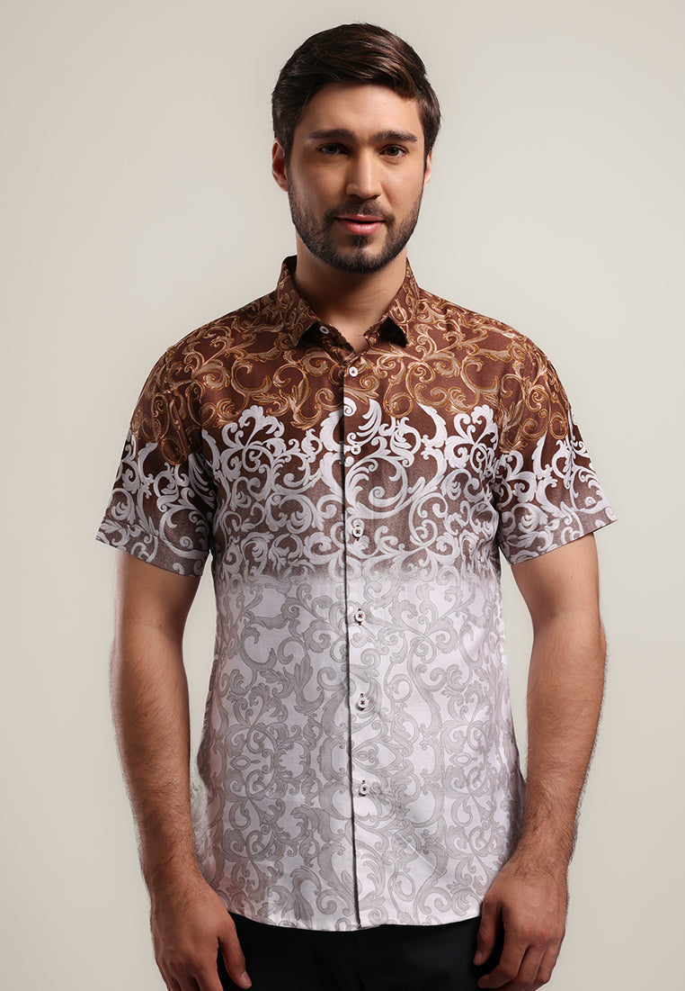 MOC Kemeja Batik Lengan Pendek Pria TIAGOS-KHAKI