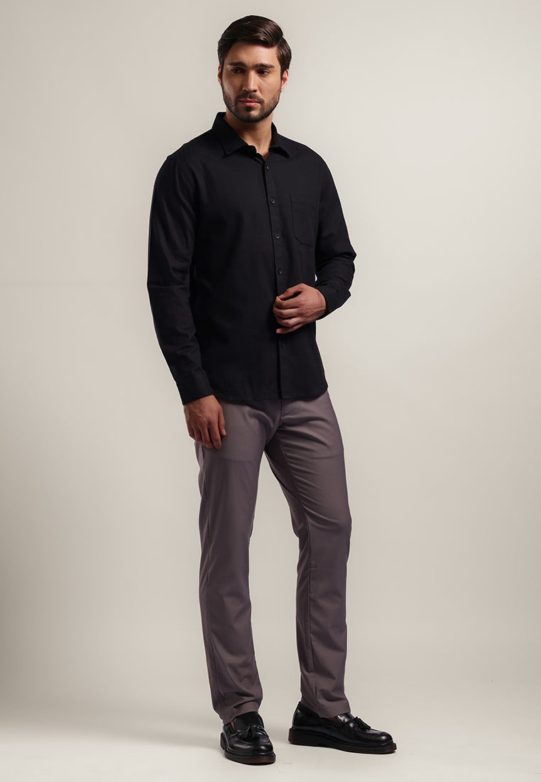 MOC - Kemeja Lengan Panjang DUSTIN - BLACK