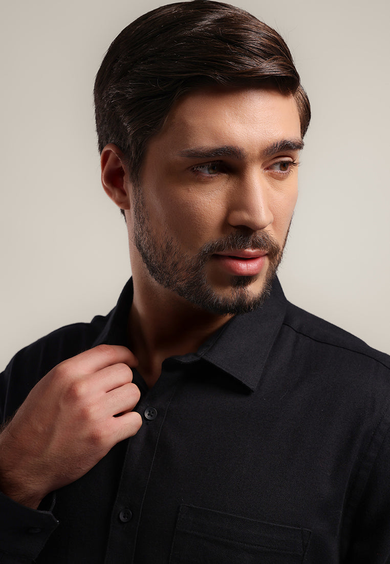 MOC - Kemeja Lengan Panjang DUSTIN - BLACK