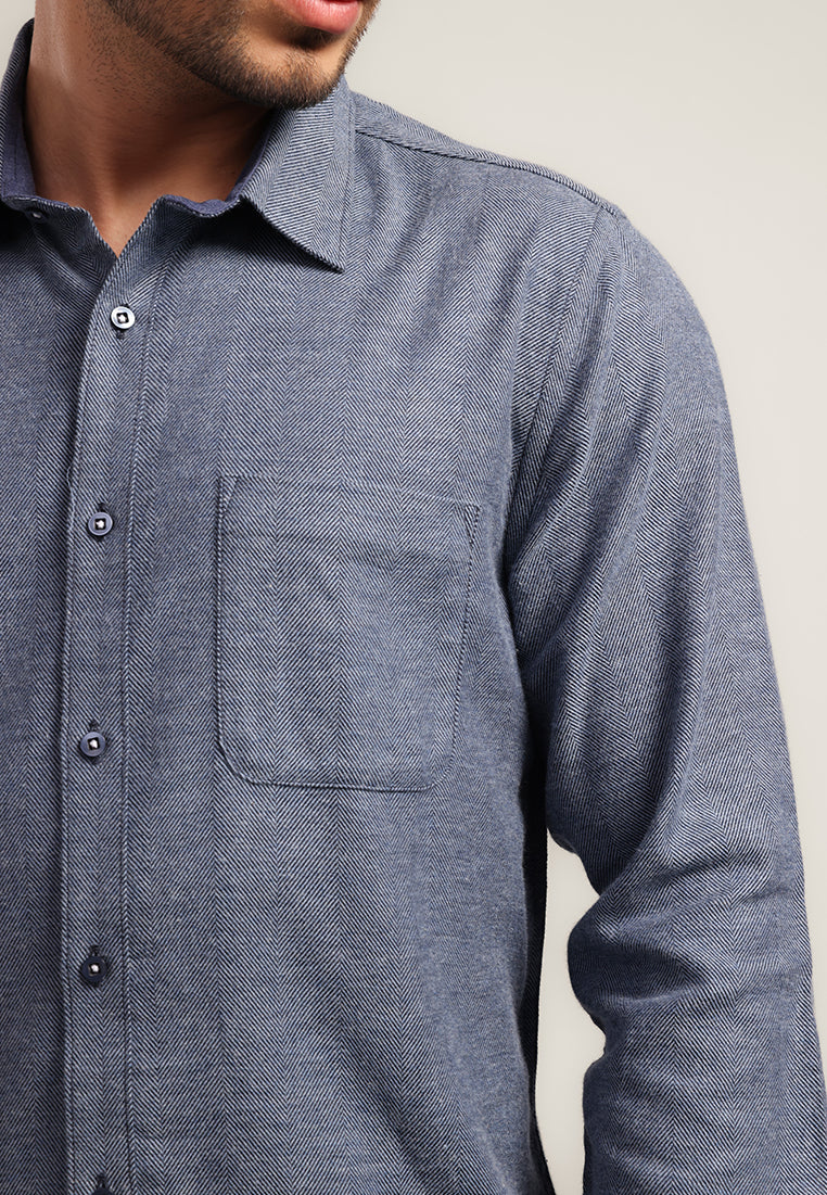 MOC - Kemeja Flannel Pria Lengan Panjang Maxime - Navy