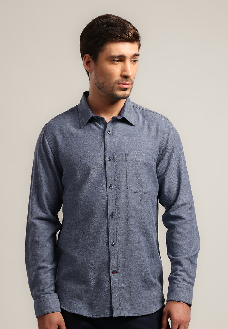 MOC - Kemeja Flannel Pria Lengan Panjang Maxime - Navy
