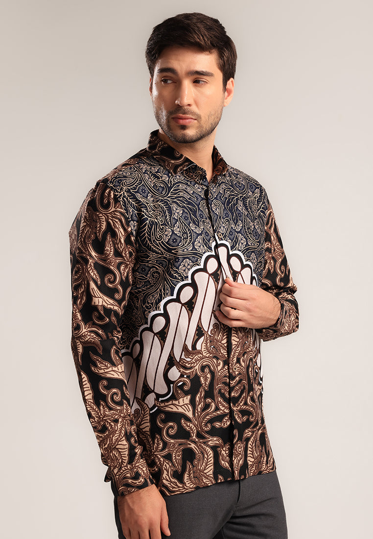 MOC Kemeja Batik Lengan Panjang Pria Tunggadewa - Brown