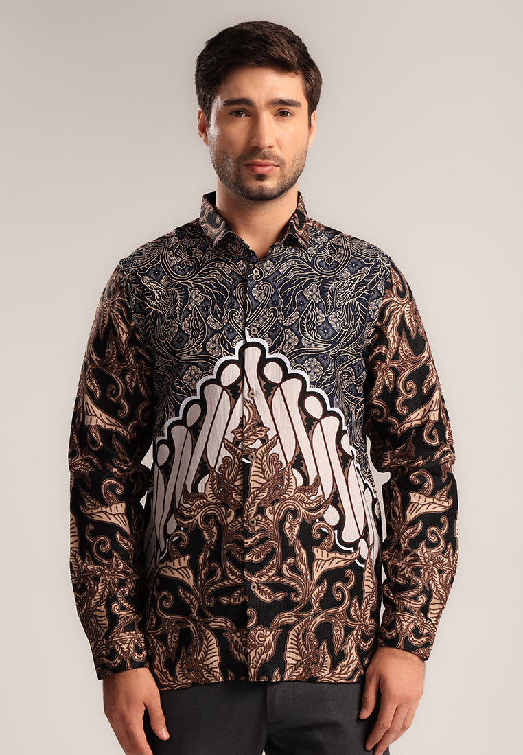 MOC Kemeja Batik Lengan Panjang Pria Tunggadewa - Brown