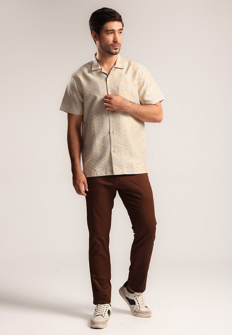 MOC - Kemeja Motif Lengan Pendek Bobbio - Beige