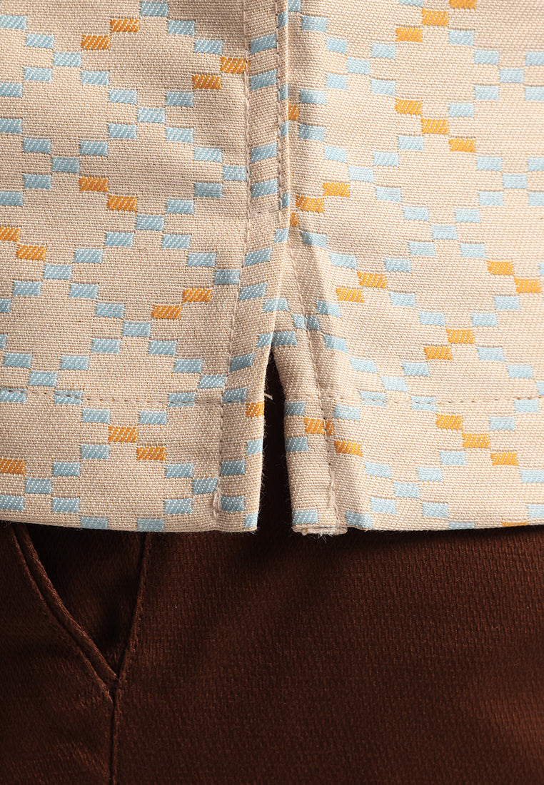 MOC - Kemeja Motif Lengan Pendek Bobbio - Beige