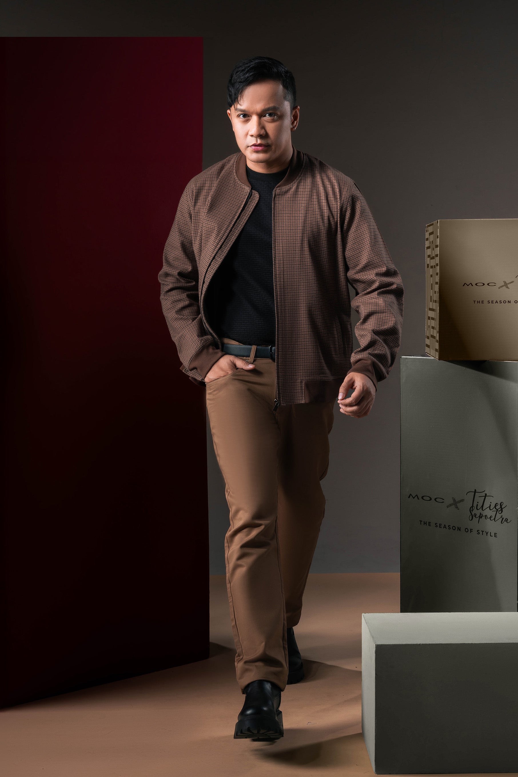 MOC x Tities Sapoetra - Jaket Bomber Pria Charled - Brown