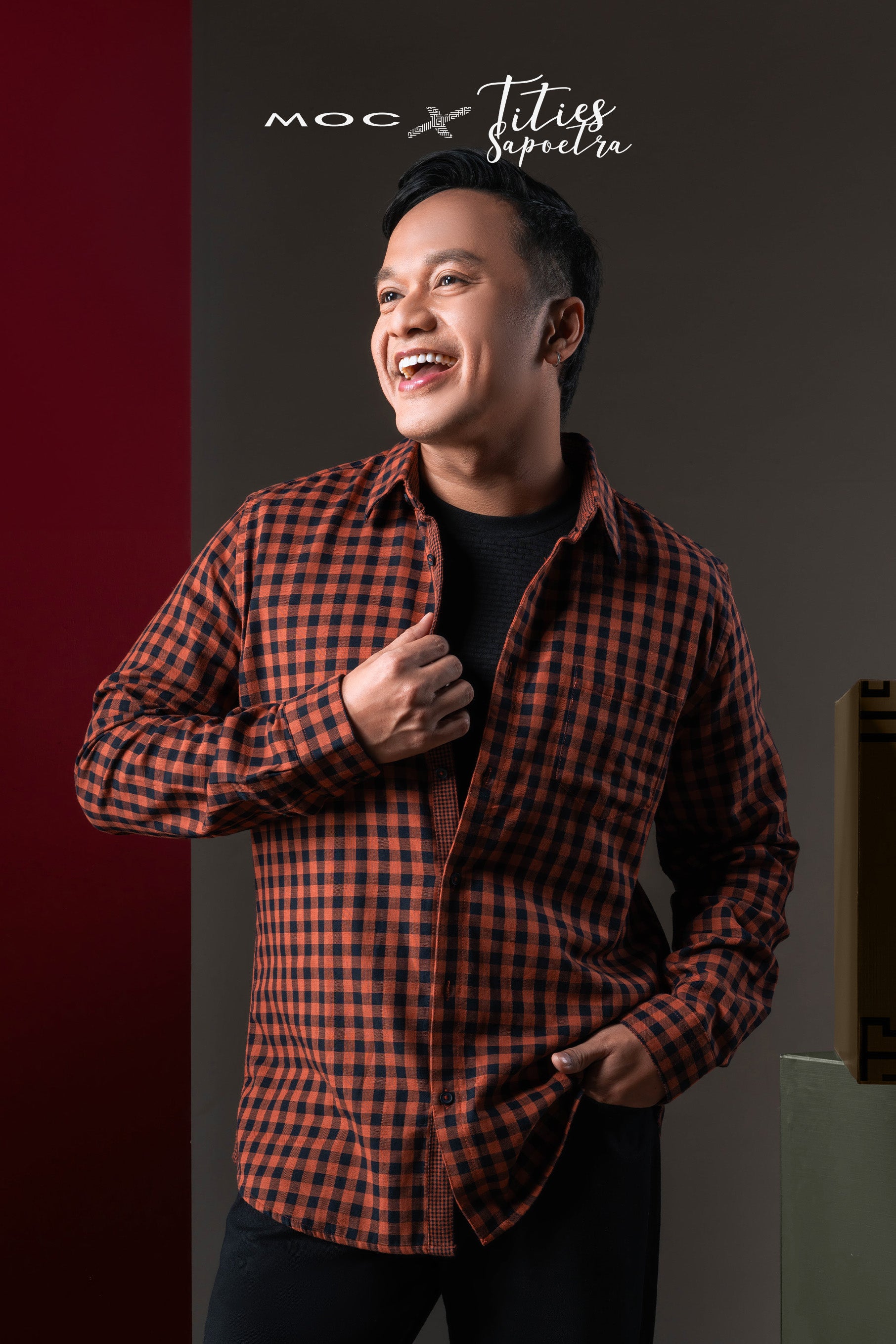 MOC x Tities Sapoetra - Kemeja Kotak-kotak Lengan Panjang Confer - Brown