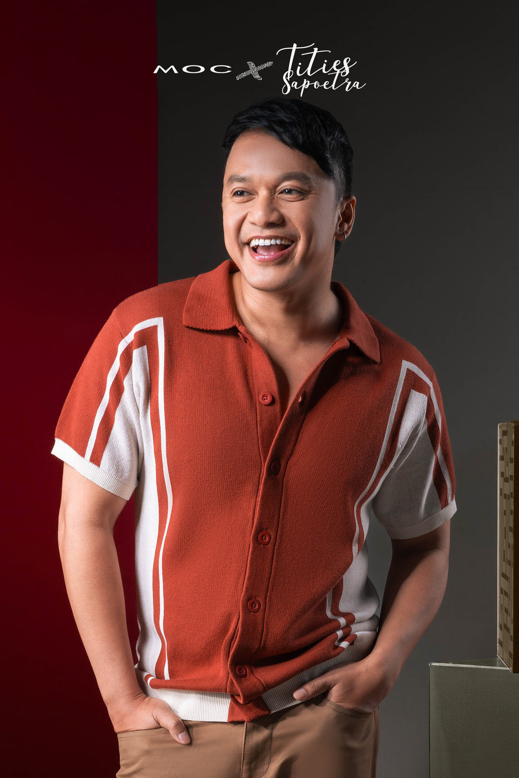MOC x Tities Sapoetra - Kemeja Pria Lengan Pendek Harry - Terracotta