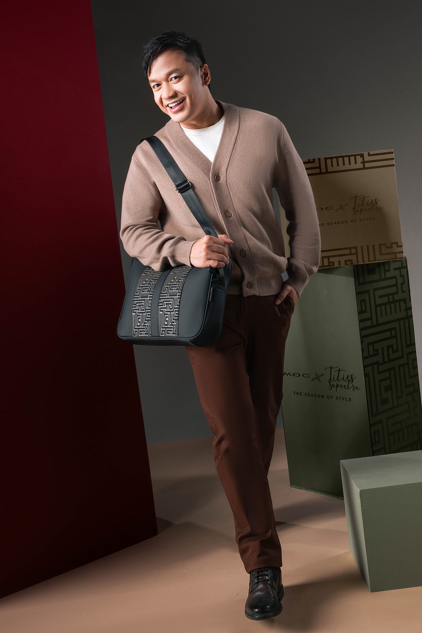 MOC x Tities Sapoetra - Cardigan Pria Raven - Brown