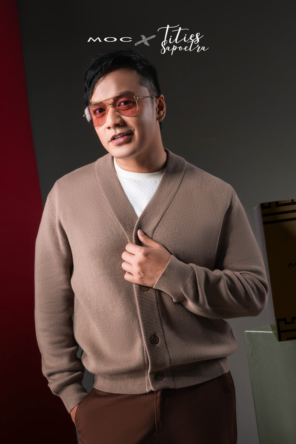 MOC x Tities Sapoetra - Cardigan Pria Raven - Brown