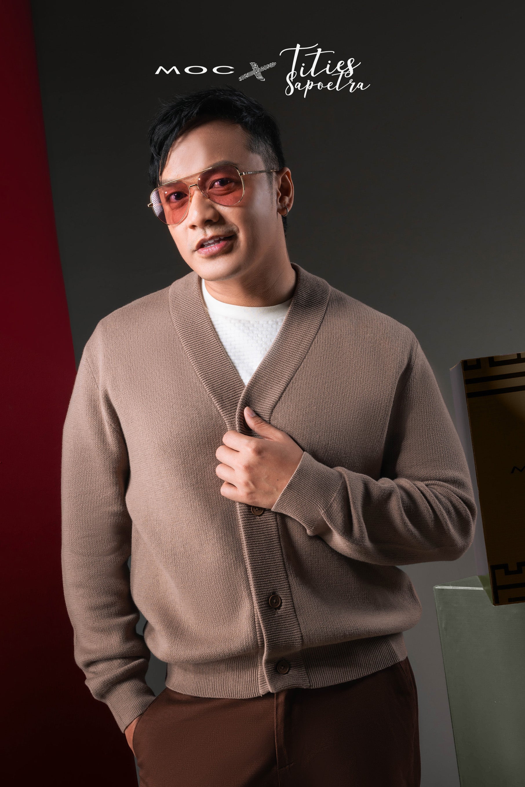 MOC x Tities Sapoetra - Cardigan Pria Raven - Brown