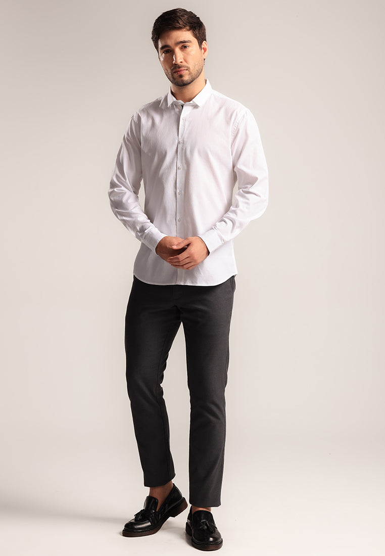 MOC - Kemeja Polos Pria Lengan Panjang Auberon - White