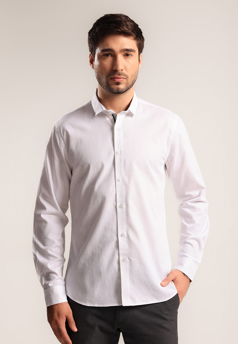 MOC - Kemeja Polos Pria Lengan Panjang Auberon - White