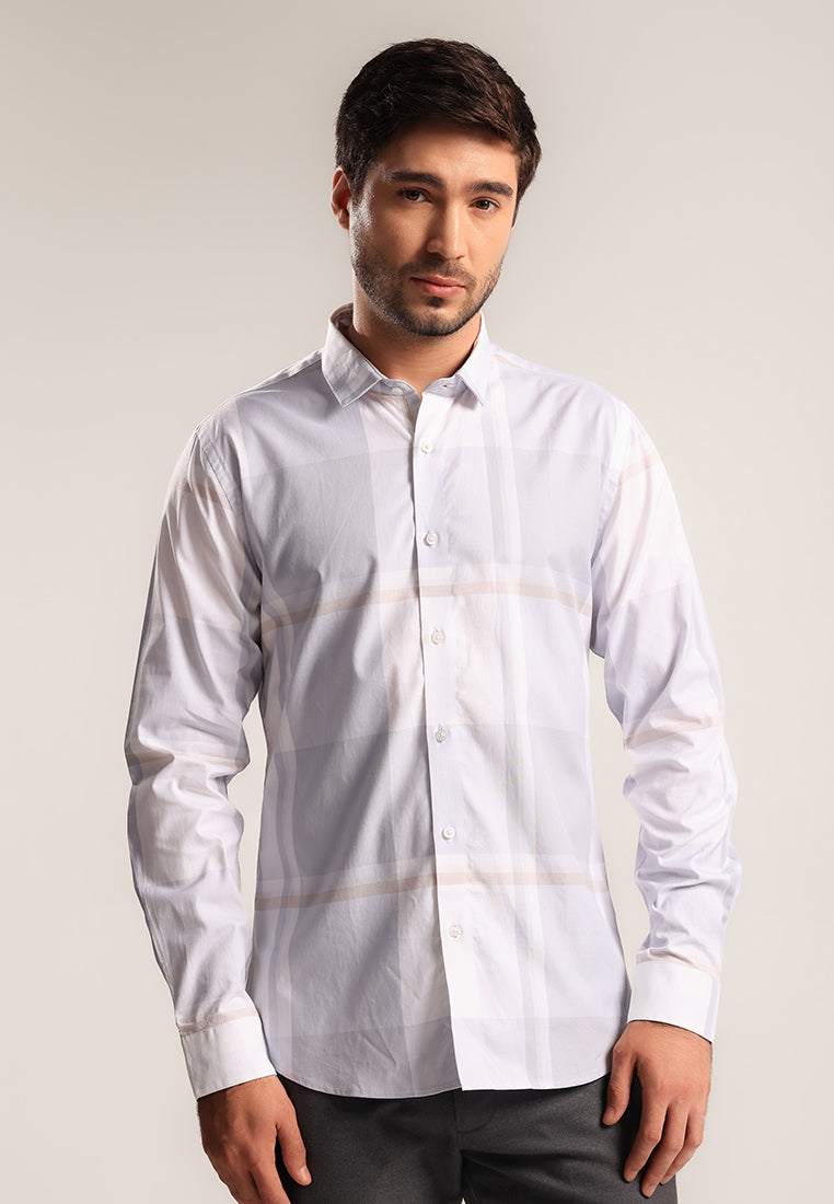 MOC - Kemeja Kotak-kotak Pria Lengan Panjang Brigham - Grey