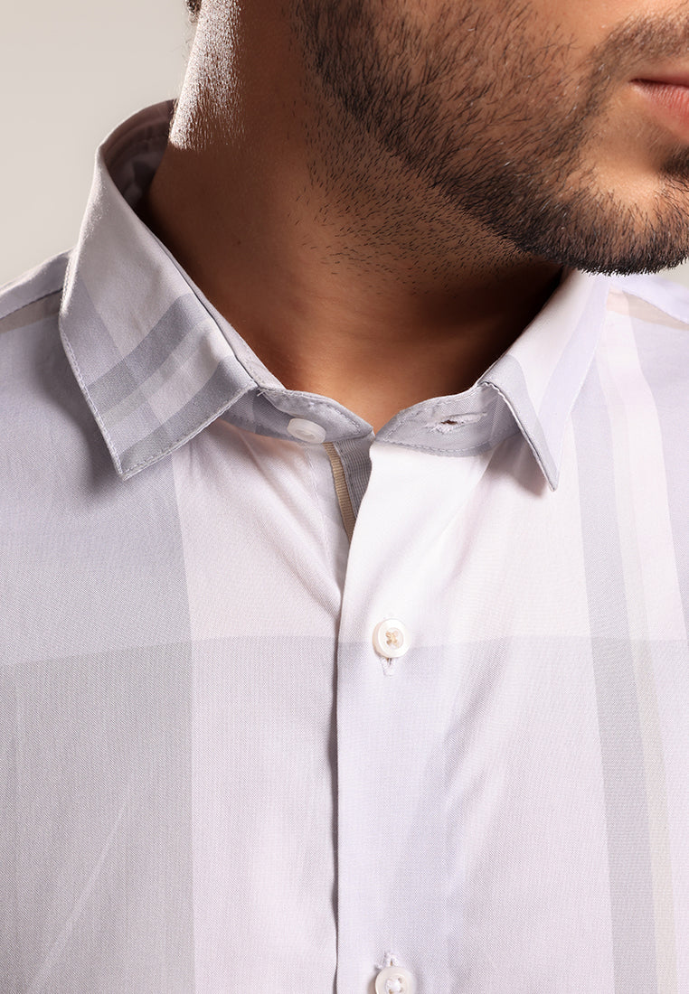 MOC - Kemeja Kotak-kotak Pria Lengan Panjang Brigham - Grey