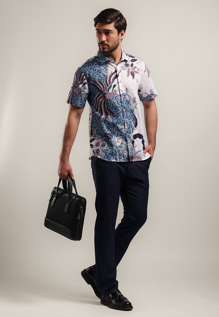 MOC - Kemeja Batik Pria Lengan Pendek Wiras - Blue
