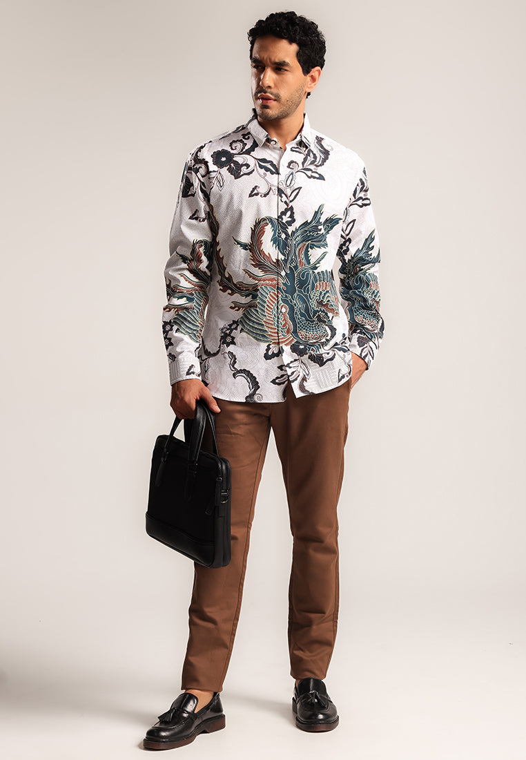 MOC - Kemeja Batik Pria Lengan Panjang Kastra - Beige