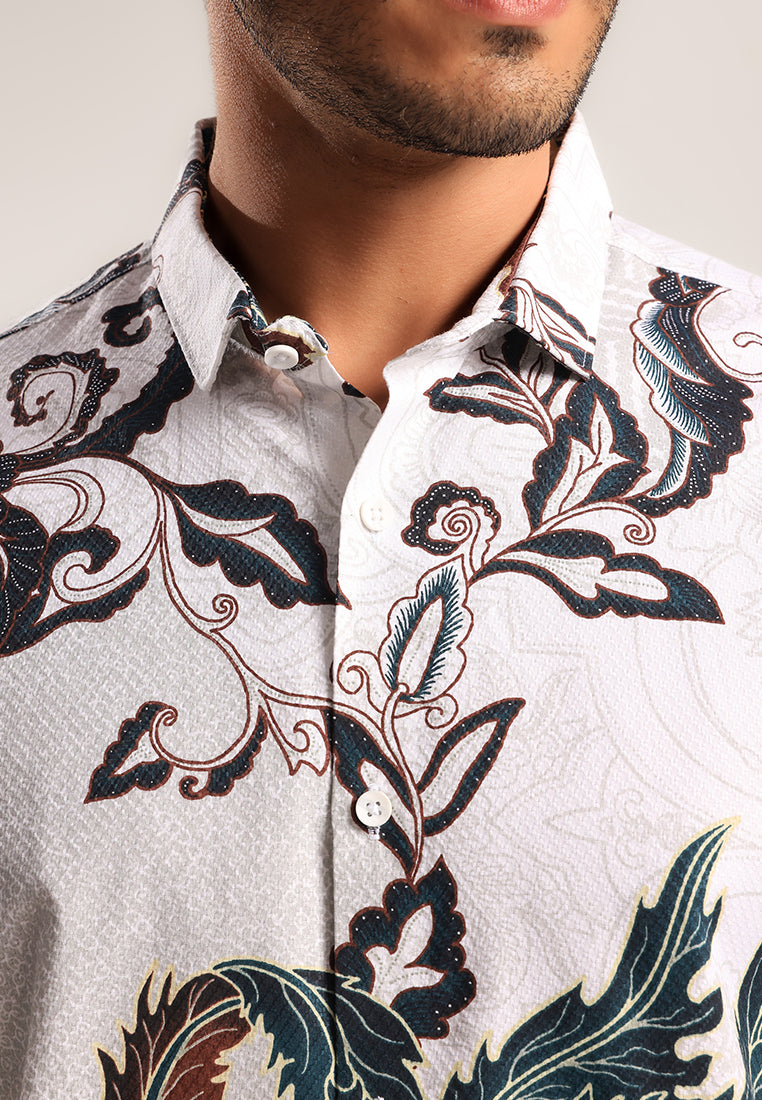 MOC - Kemeja Batik Pria Lengan Panjang Kastra - Beige