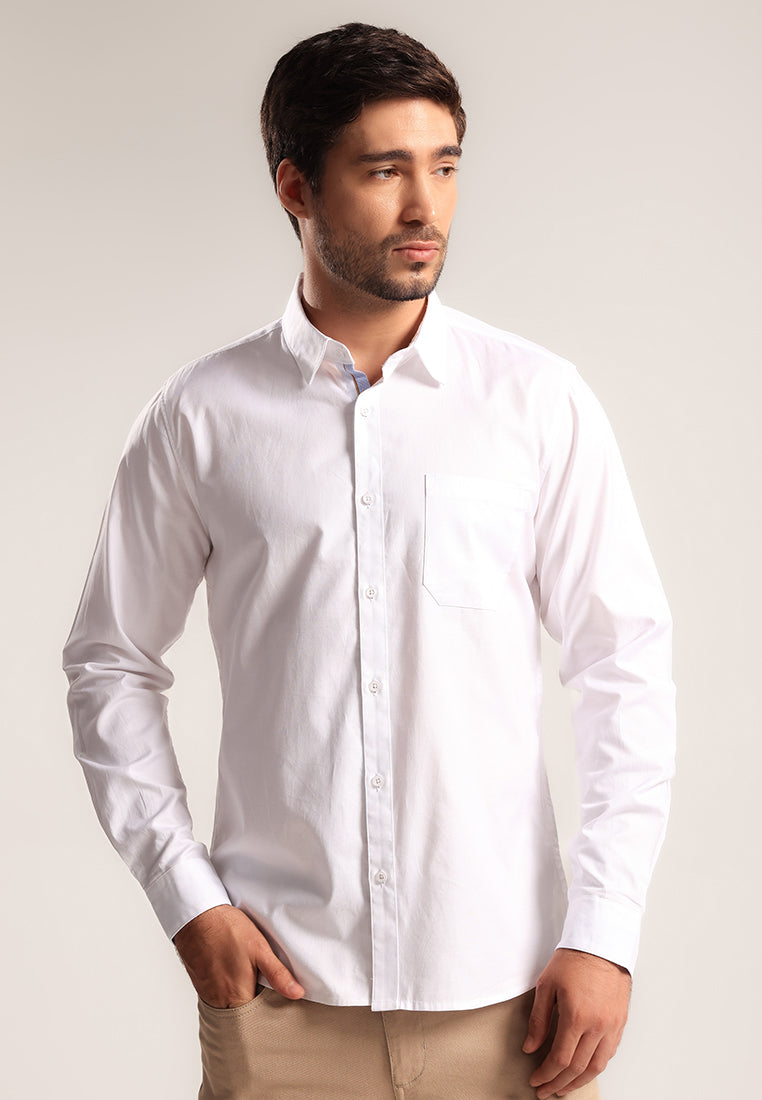 MOC - Kemeja Polos Pria Lengan Panjang Kingwell - White