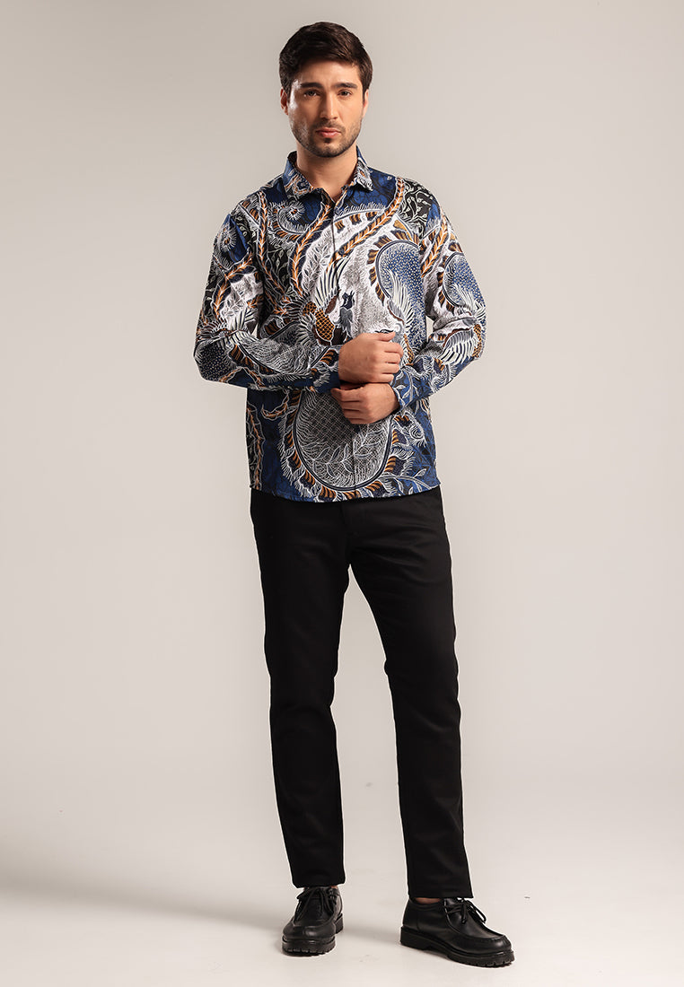 MOC - Kemeja Batik Pria Lengan Panjang Parabawa - Navy