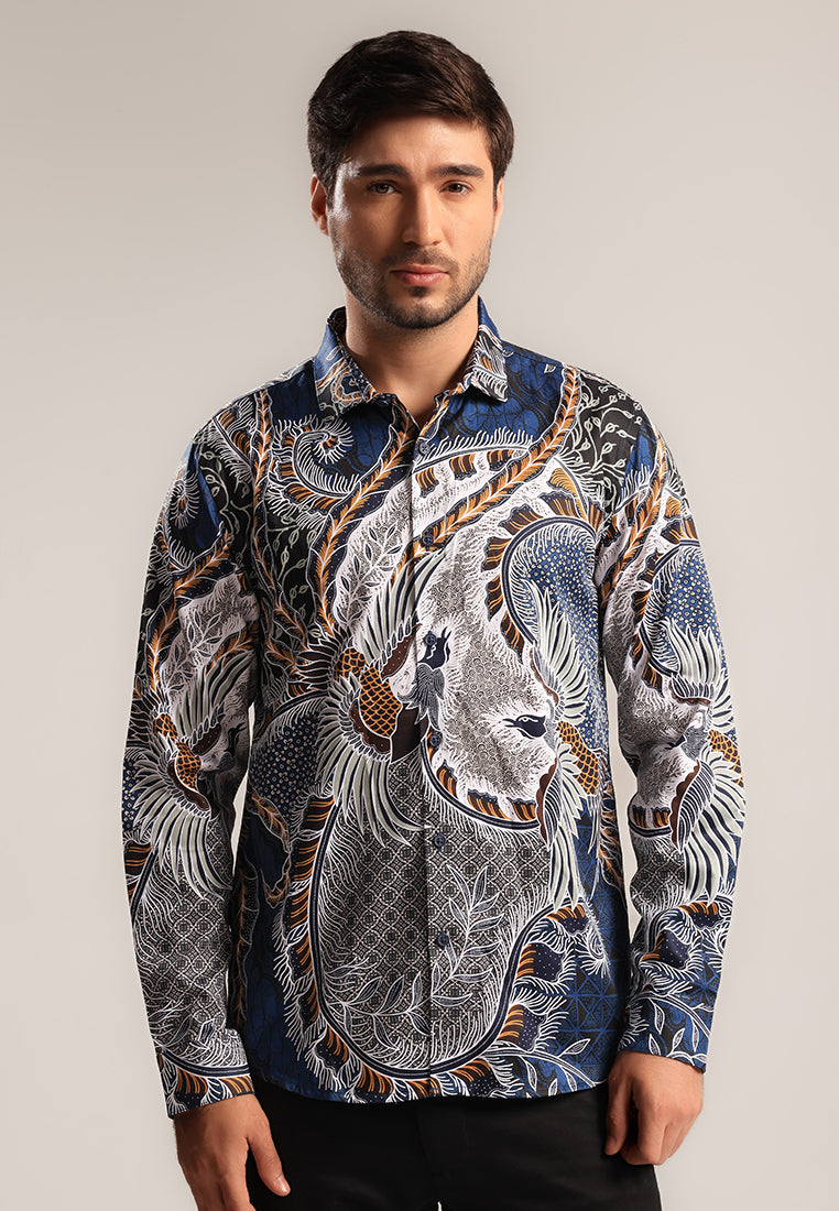 MOC - Kemeja Batik Pria Lengan Panjang Parabawa - Navy