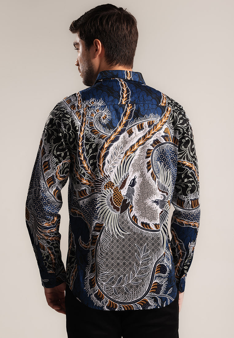 MOC - Kemeja Batik Pria Lengan Panjang Parabawa - Navy