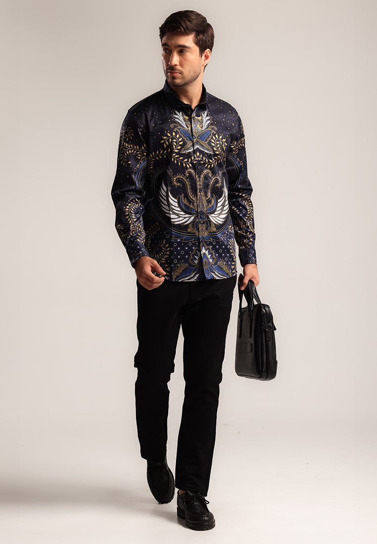 MOC - Kemeja Batik Pria Lengan Panjang Ekawira - Black