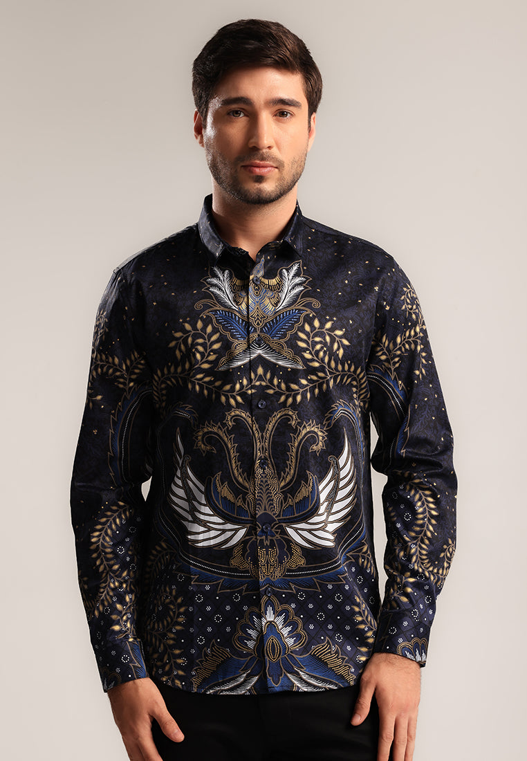 MOC - Kemeja Batik Pria Lengan Panjang Ekawira - Black