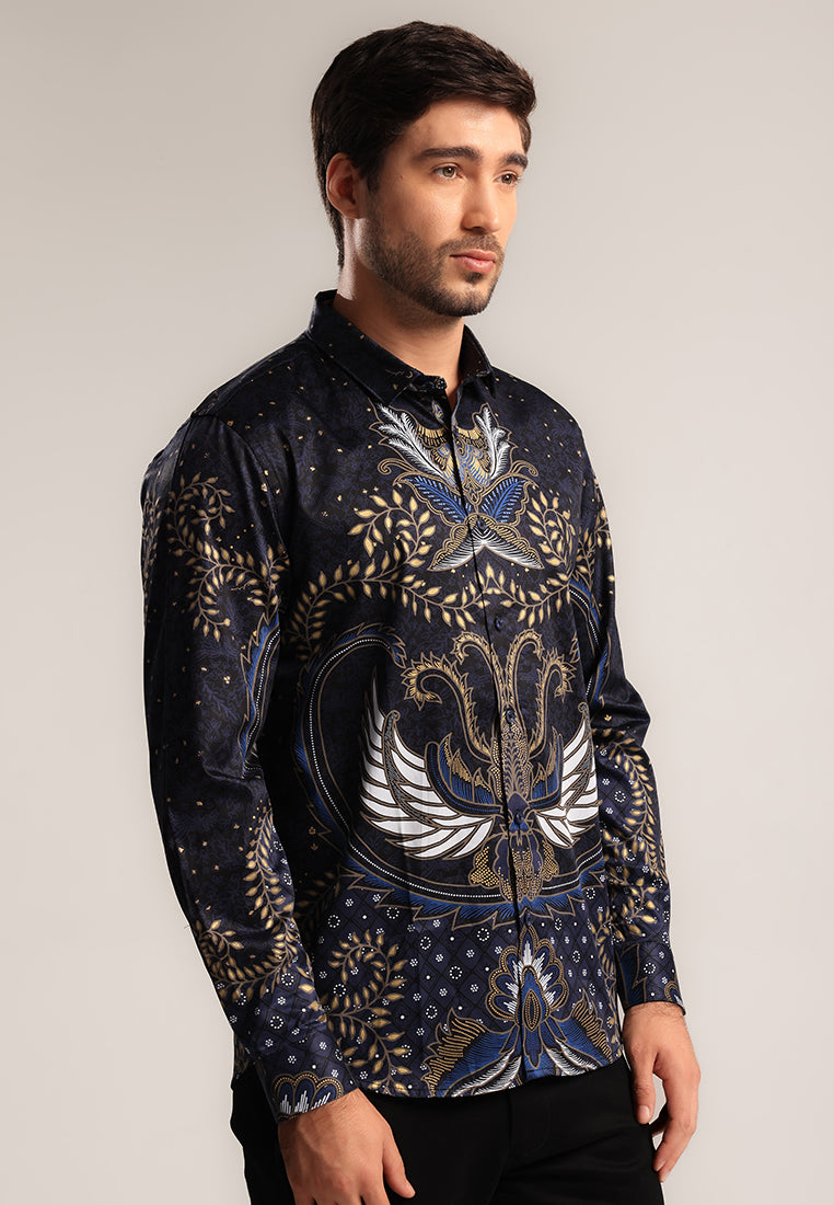 MOC - Kemeja Batik Pria Lengan Panjang Ekawira - Black