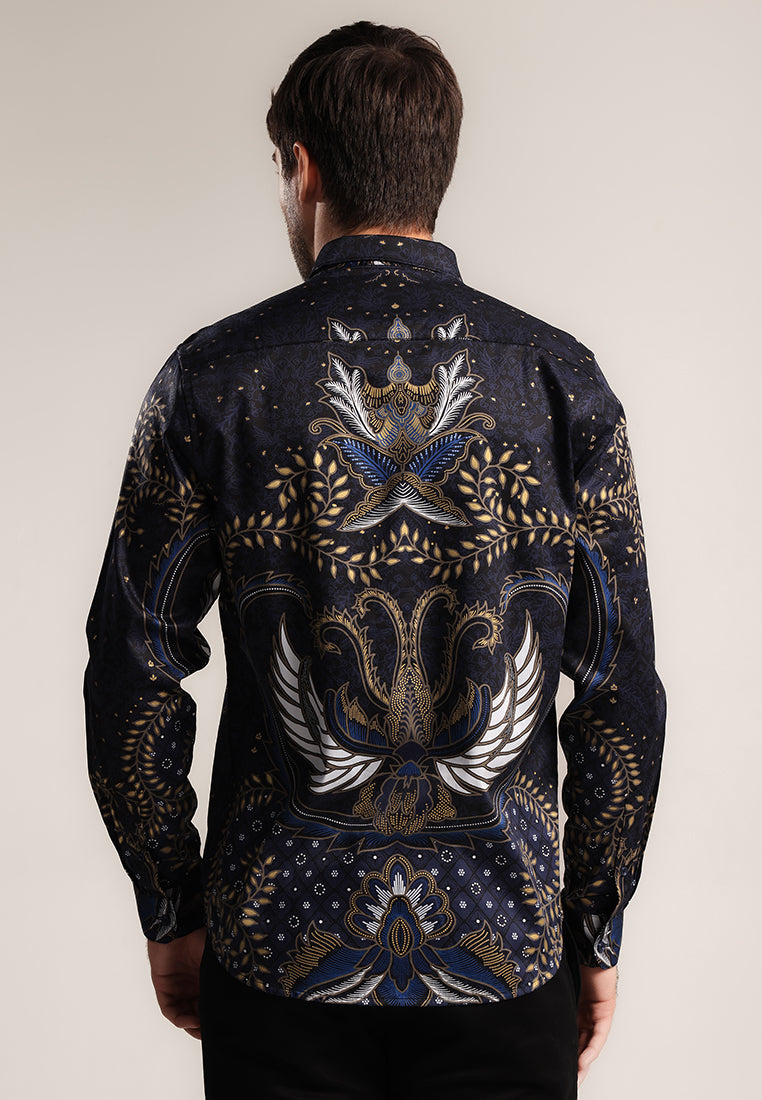 MOC - Kemeja Batik Pria Lengan Panjang Ekawira - Black