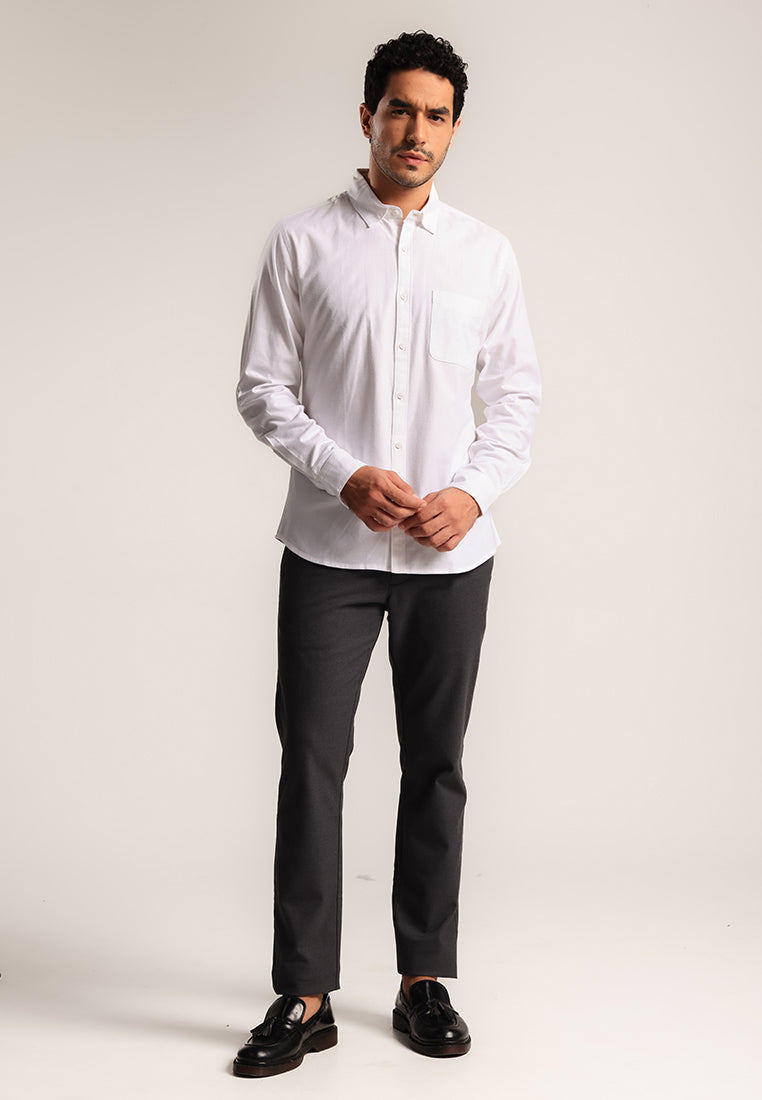 MOC - Kemeja Polos Pria Lengan Panjang Renton - White