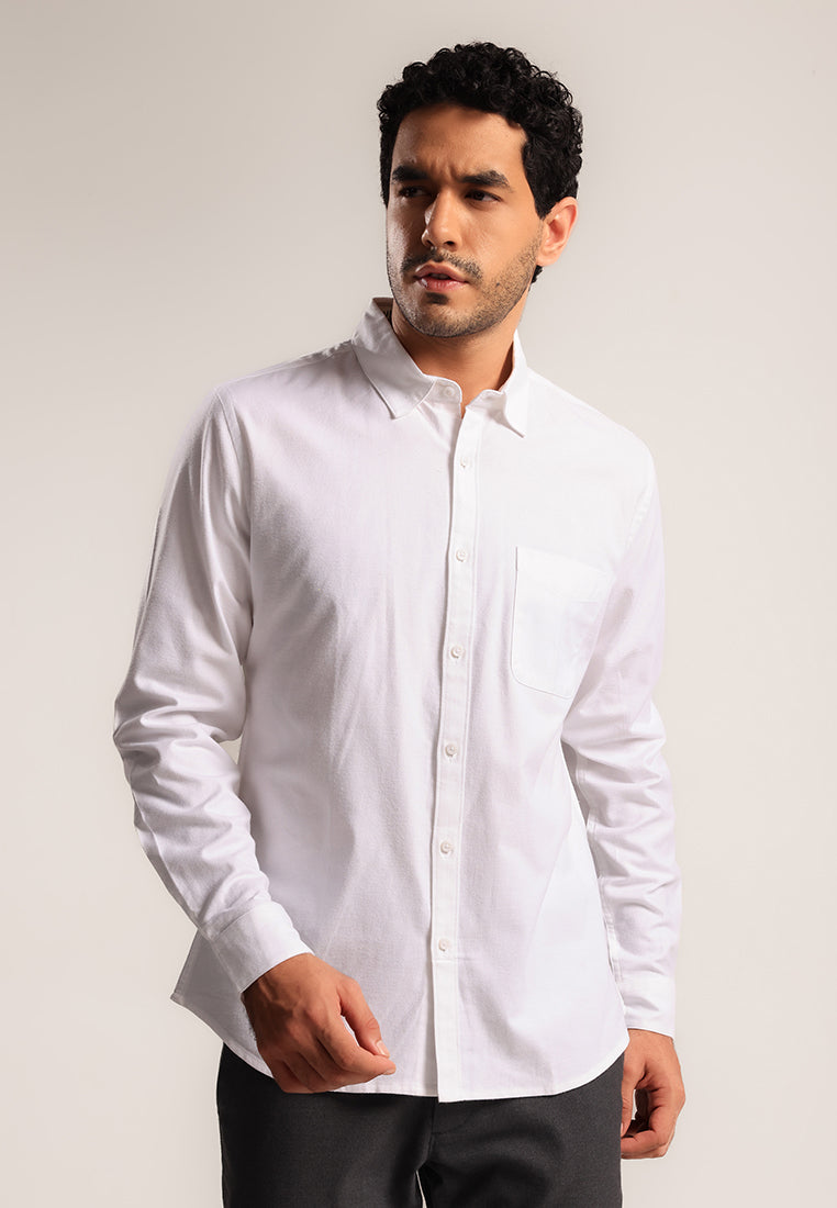 MOC - Kemeja Polos Pria Lengan Panjang Renton - White