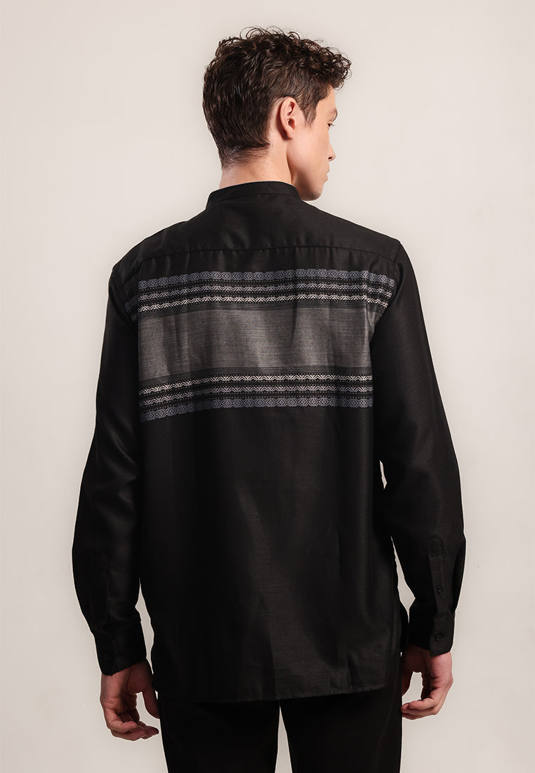 MOC Kemeja Koko Lengan Panjang Pria Maurino - Black