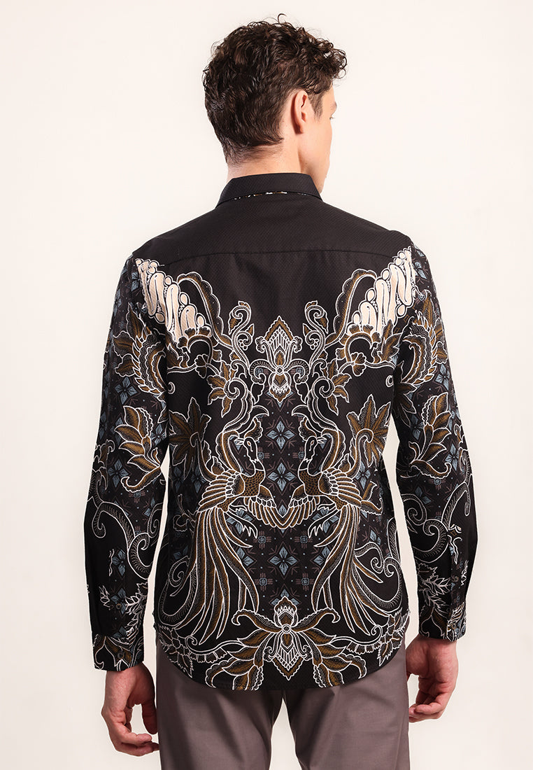 MOC - Kemeja Batik Pria Lengan Panjang Srivara - Black